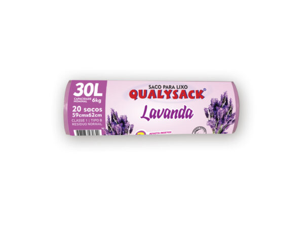 Saco para Lixo com Aroma de Lavanda da Qualysack - 30L